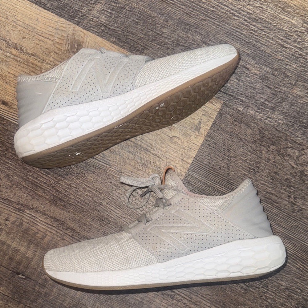 New Balance Women's Cream and Tan Sneakers